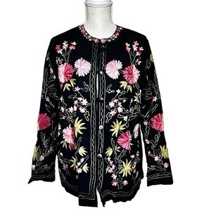 Bedford Faire Floral Embroidered Jacket Size Large